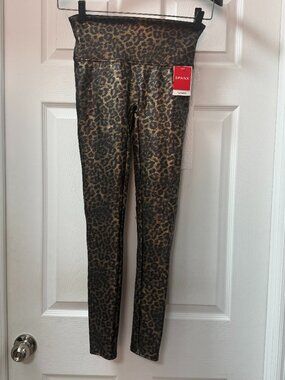 Spanx faux leather leggings leopard shine NEW WITH TAGS size Medium